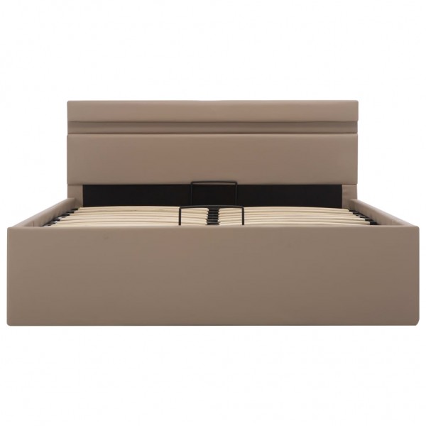 Cama canapé hidráulica LED cuero sintético capuchino 120x200 cm M 5