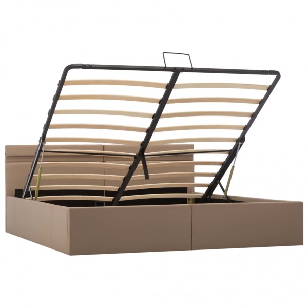 Cama canapé hidráulica LED cuero sintético capuchino 160x200 cm M 3