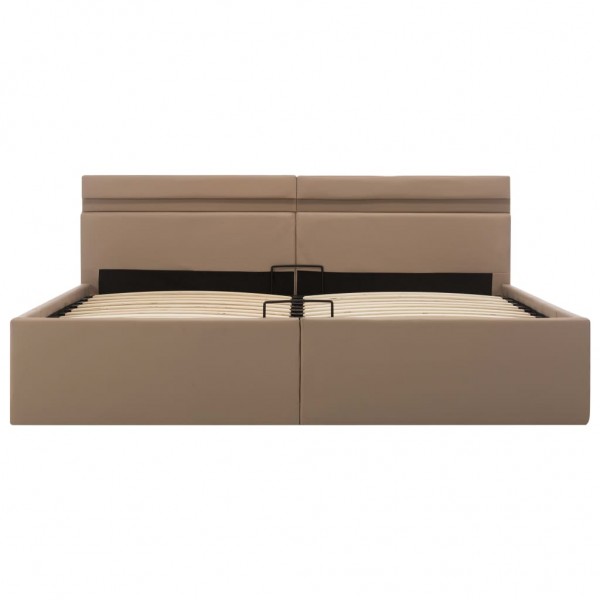 Cama canapé hidráulica LED cuero sintético capuchino 180x200 cm M 5