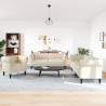 3 pcs conjunto de sofás tecido cor creme 3