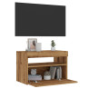 Mueble de TV luces LED madera roble artisan 60x35x40 cm 1