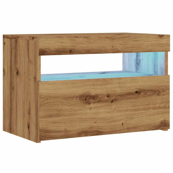 Mueble de TV luces LED madera roble artisan 60x35x40 cm M 3