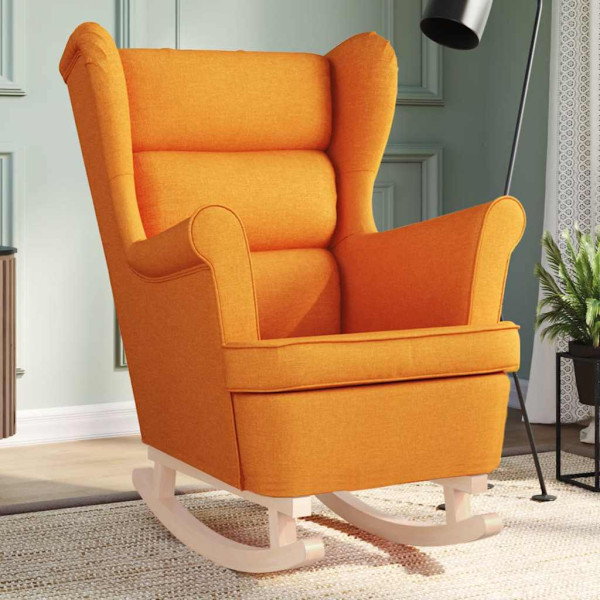 Silla mecedora de tela amarillo oscuro 74x90x102 cm D