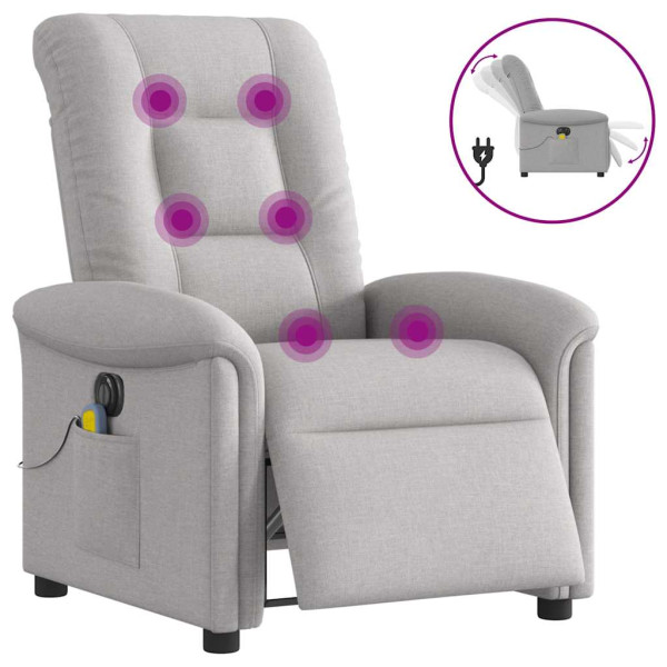 Sillón reclinable de masaje eléctrico tela gris nube D