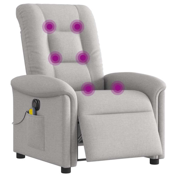 Sillón reclinable de masaje eléctrico tela gris nube M 3