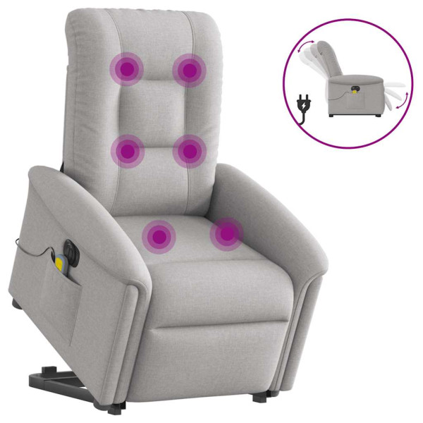 Sillón de masaje eléctrico reclinable elevable tela gris nube D