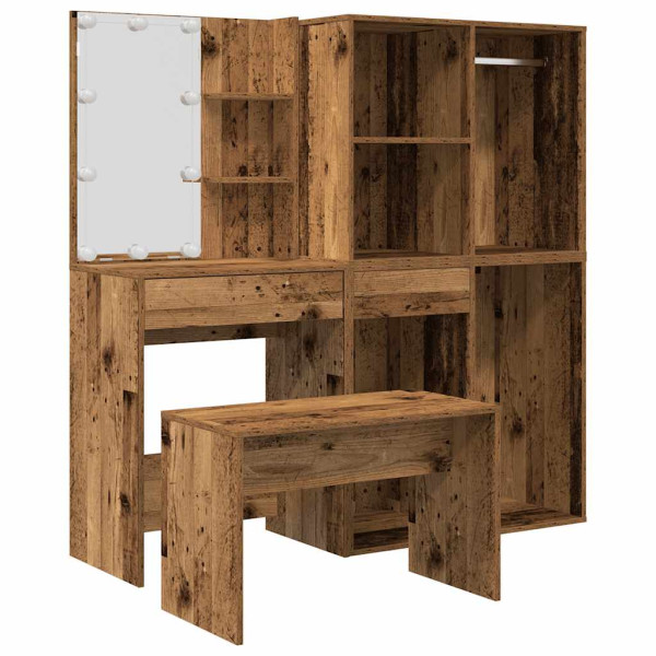 Juego de tocador con LED madera contrachapada madera vieja M 2