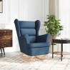 Silla mecedora de tela azul 74x90x102 cm 3