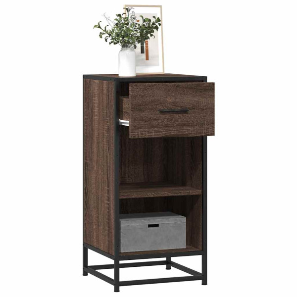 Aparador madera ingeniería y metal marrón roble 35.5x35x76 cm D