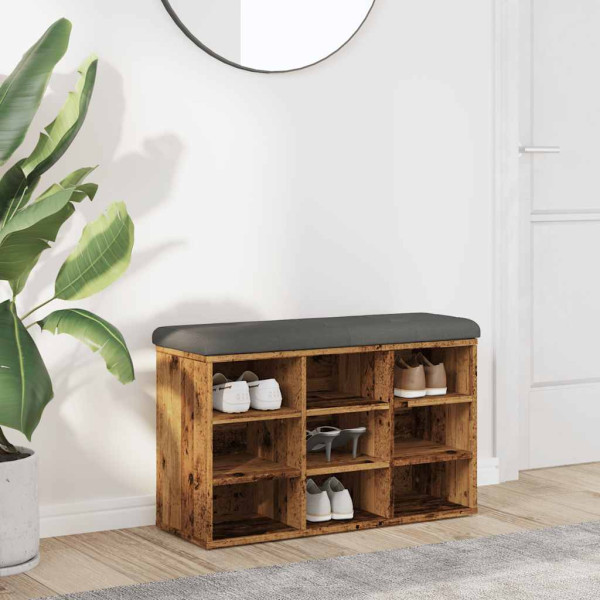 Banco zapatero madera de ingeniería madera vieja 82x32x50 cm D