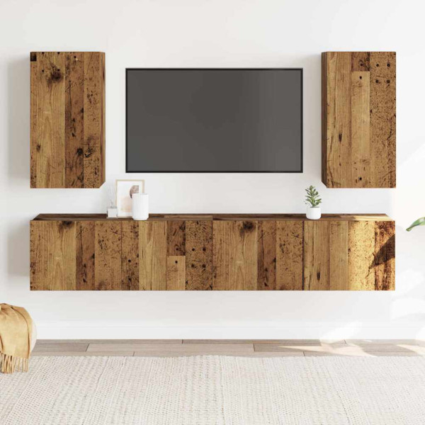 Muebles de TV de pared 4 uds madera vieja madera de ingeniería M 3