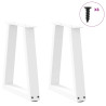Patas para mesa de comedor en forma de V 2 uds blanco acero 3
