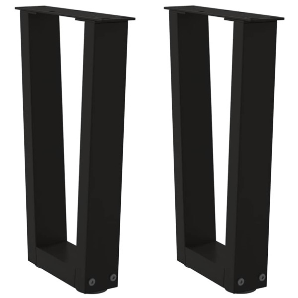 Patas para mesa de comedor en forma de V 2 uds acero negro D