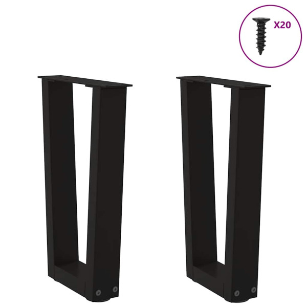 Patas para mesa de comedor en forma de V 2 uds acero negro M 3