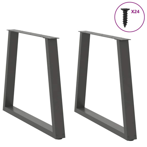 Pés para mesa de jantar em V 2 peças antracite 80x(72-73.3) cm aço M 3