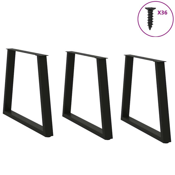 Patas para mesa de comedor en forma de V 3 uds acero negro M 3