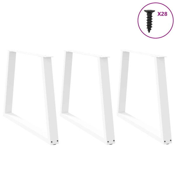 Patas mesa comedor forma V 3uds acero blanco 100x(72-73.3)cm M 3