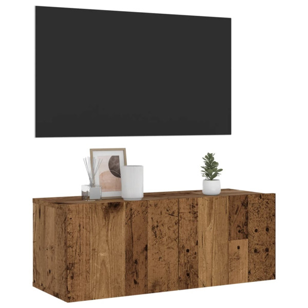 Mueble de pared de TV madera ingeniería envejecida 80x30x30 cm D