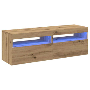 Muebles TV con luces LED 2 uds madera ingeniería roble artisan H