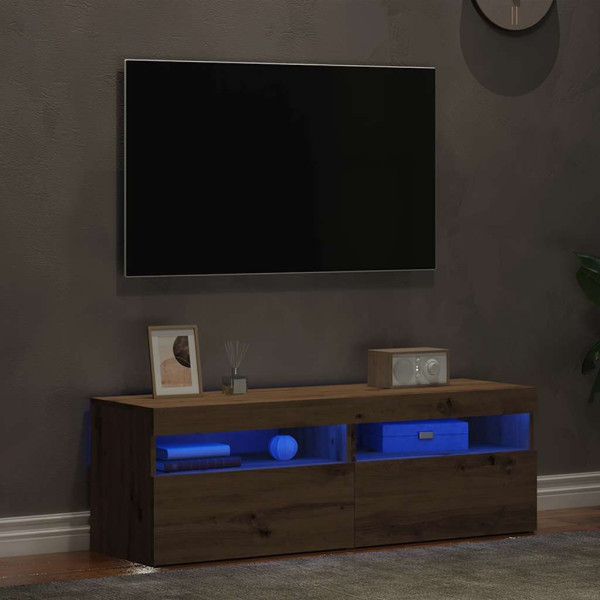 Muebles TV con luces LED 2 uds madera ingeniería roble artisan M 4
