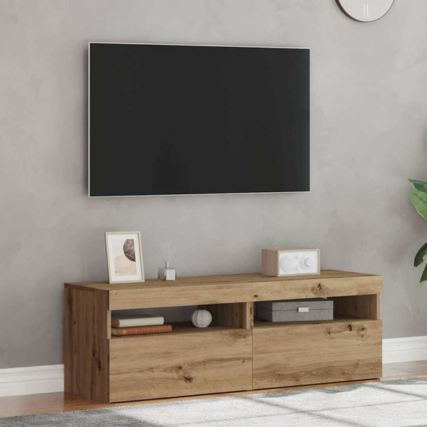 Muebles TV con luces LED 2 uds madera ingeniería roble artisan M 5