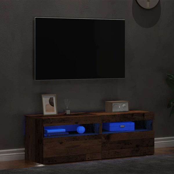 Muebles de TV con luces LED 2 uds madera ingeniería envejecida M 4