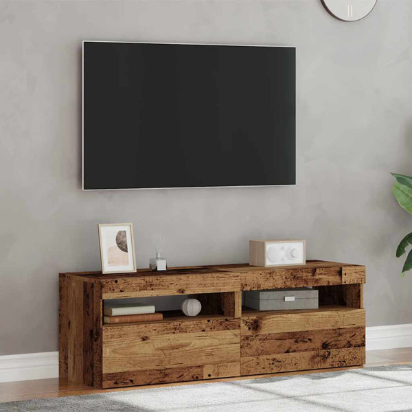 Muebles de TV con luces LED 2 uds madera ingeniería envejecida M 5