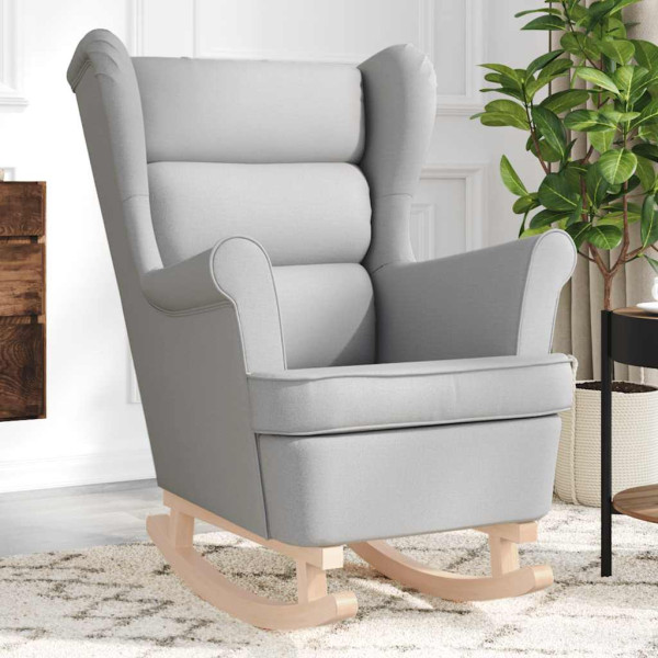 Silla mecedora de tela gris nube 74x90x102 cm D