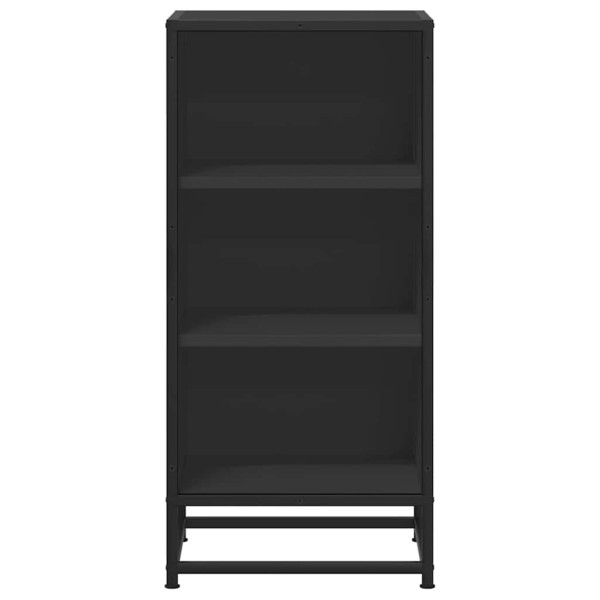 Aparador de madera de ingeniería y metal negro 35.5x35x76 cm M 4