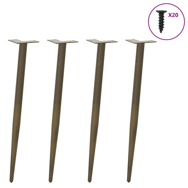 Patas para mesa de centro cónicas 4 uds acero natural 72-73cm M 3