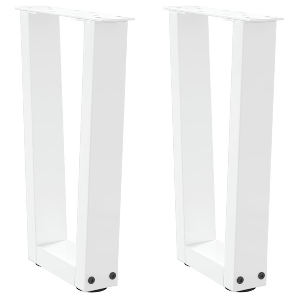 Patas para mesa de comedor en forma de V 2 uds blanco acero D