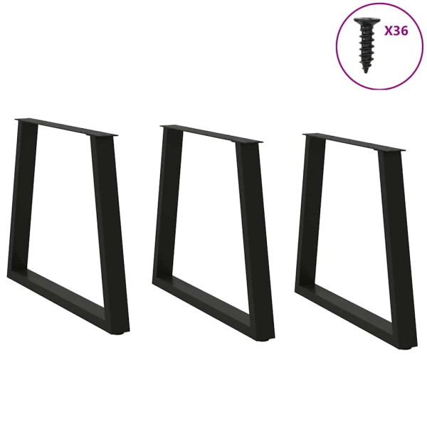Patas para mesa de comedor en forma de V 3 uds acero negro M 3