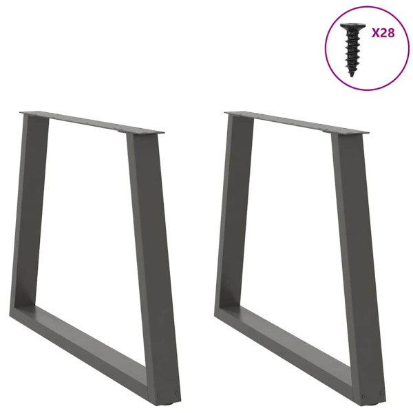 Patas para mesa comedor forma V 2uds antracita 90x(72-73.3) cm M 3