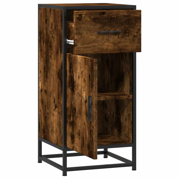 Aparador madera ingeniería y metal roble ahumado 35.5x35x76 cm M 5