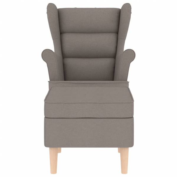 Sillón con taburete reposapiés de tela gris taupe M 4