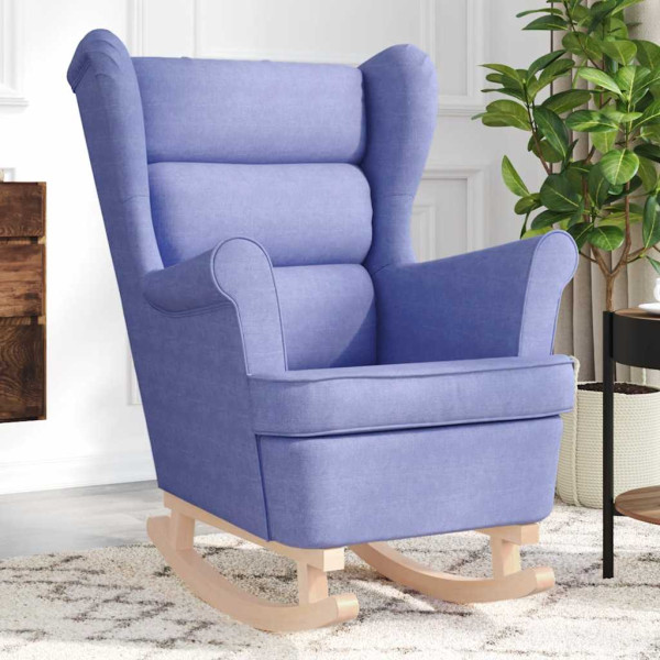 Silla mecedora de tela azul vaquero 74x90x102 cm D