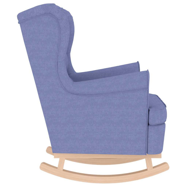 Silla mecedora de tela azul vaquero 74x90x102 cm M 5
