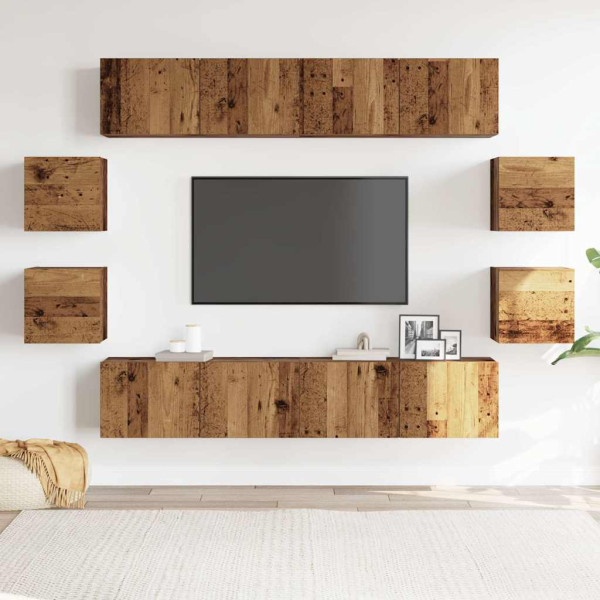 Muebles de TV de pared 8 uds. madera vieja madera de ingeniería M 3