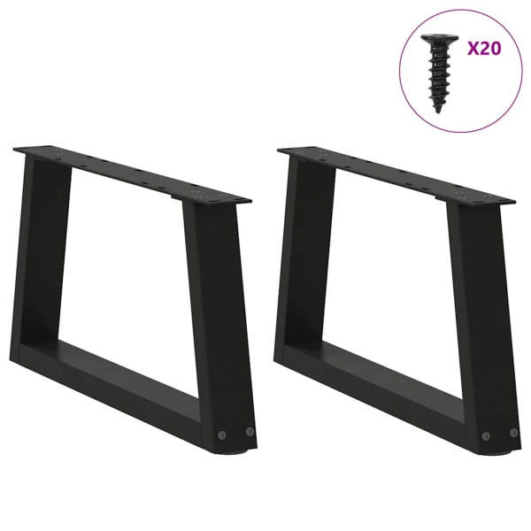 Patas para mesa de comedor forma V 2 uds negro 50x(30-31.3) cm M 3