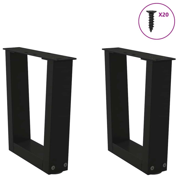 Patas para mesa de comedor forma V 2 uds negro 40x(30-31.3) cm M 3