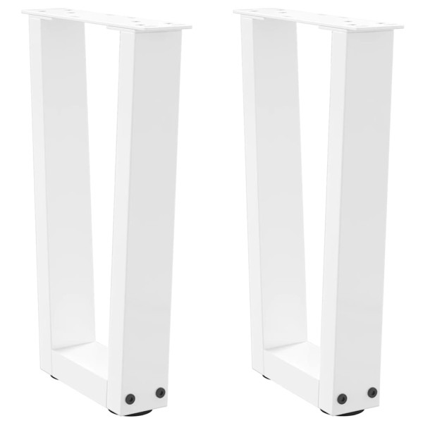 Patas para mesa de comedor en forma de V 2 uds blanco acero D