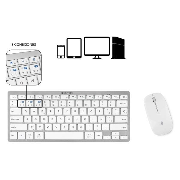 Teclado y Ratón inalámbrico Subblim Combo Compact BT plata M 2