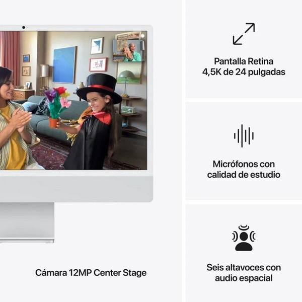 APPLE iMAC 24" M4 24GB RAM 512GB MCR24Y/A plata M 6