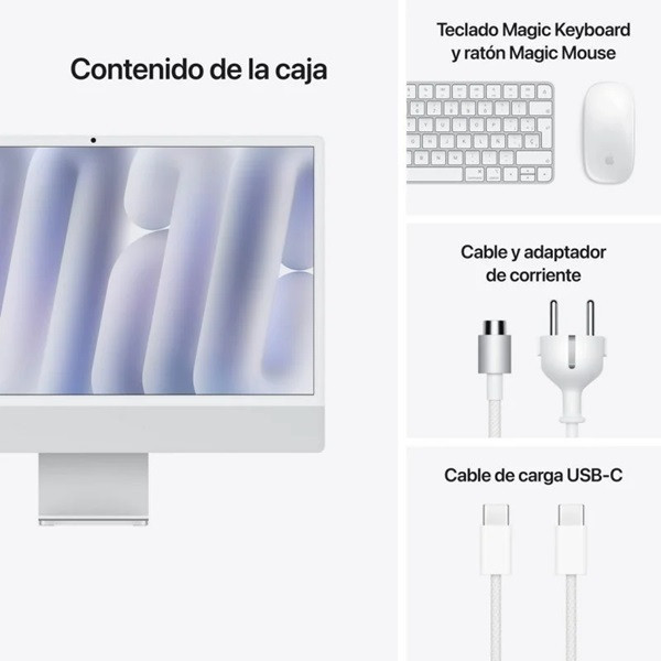 APPLE iMAC 24" M4 24GB RAM 512GB MCR24Y/A plata M 7