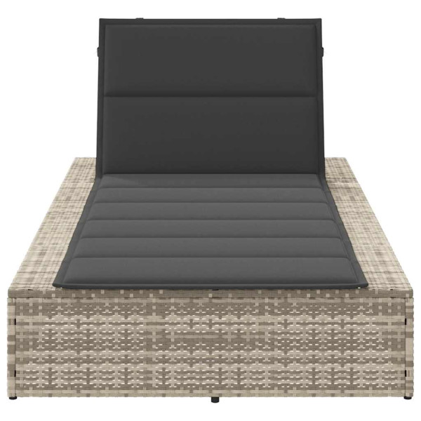 Tumbona con cojín flotante ratán sintético gris M 4