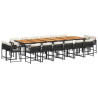 Set de muebles jardín 17 pzas con cojines ratán sintético negro 2
