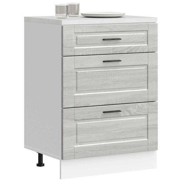 Mueble bajo de cocina porto gris sonoma madera reconstituida D