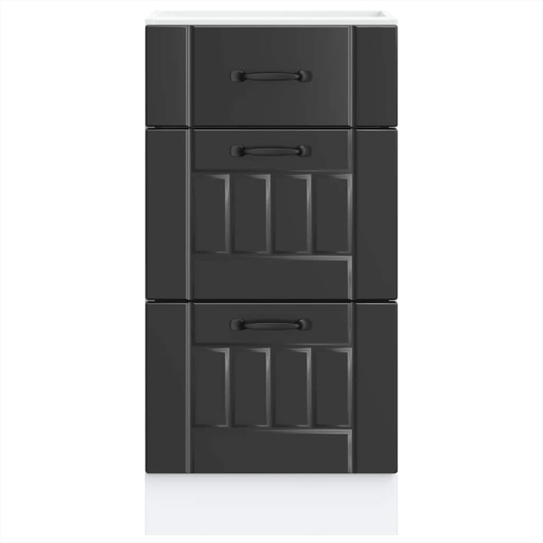 Mueble bajo de cocina Lucca madera ingeniería negra M 4