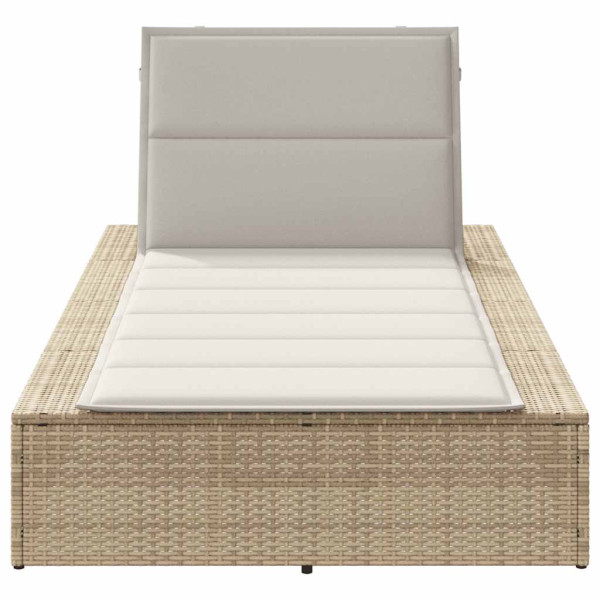 Tumbona con cojín flotante ratán sintético beige M 4