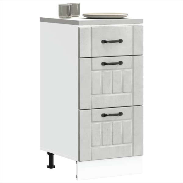 Mueble bajo de cocina Lucca madera contrachapada gris cemento D